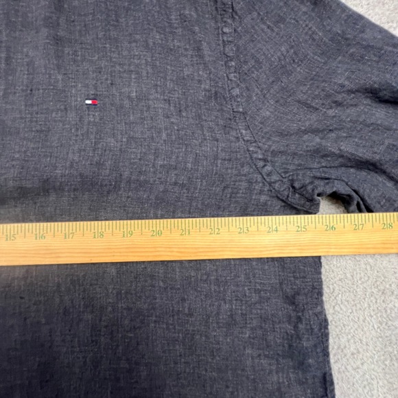 Tommy Hilfiger Mens XXL 100% Linen Regular Fit Shirt Charcoal Grey Elegant Rich - Picture 6 of 16